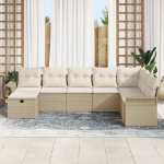 8 dalių sodo sofa rinkinys su pagalvėlėmis, smėlio spalvos, poli ratanas