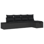 5 dalys Sodo Sofa Rinkinys su Pagalvėlėmis Juoda Poli Ratanas