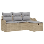 4 dalių sodų sofa rinkinys su pagalvėlėmis smėlio poli ratanas,2 vietų sodų sofa su saugykla ir pagalvėlėmis smėlio poli ratanas
