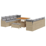 11 dalių sodo sofos rinkinys su pagalvėlėmis smėlio poli ratanas akacija,2 vietų sodo sofa su pagalvėlėmis smėlio poli ratanas,3 dalių sodo valgomojo rinkinys su pagalvėlėmis smėlio poli ratanas akacija