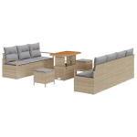 10 dalių Sodo Sofa Rinkinys su Pagalvėlėmis Bežinis Poli Ratano Akacija,2 vietų Sodo Sofa su Pagalvėlėmis Bežinis Poli Ratano,3 dalių Sodo Valgomojo Rinkinys su Pagalvėlėmis Bežinis Poli Ratano Akacija