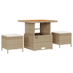 9 dalių sodo sofa rinkinys su pagalvėlėmis smėlio poli ratanas akacija,2 vietų sodo sofa su pagalvėlėmis smėlio poli ratanas,3 dalių sodo valgomojo rinkinys su pagalvėlėmis smėlio poli ratanas akacija