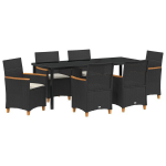 vidaXL Sodo valgomojo komplektas 7 pcs Juoda poliratanas