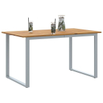 Lauko valgomojo stalas Pilkas 140x80x75 cm Plienas ir masyvi akacijos mediena