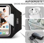 Sportinis bėgimo telefono dėklas ant rankos su airpods dėklu, skirtas iphone 15/14/13/12 pro max galaxy s24+/s23+/s22/s21/s20 google pixel 7/7 pro (6.2 colio ~ 6.8 colio) telefonams