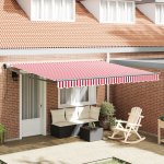 automatinė i&scaron;traukiama markizė raudona ir balta juostele 400x300 cm