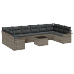 10 dalių Sodo Sofa Rinkinys su Pagalvėmis Juodas Poli Ratanas