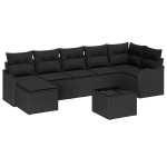 8 dalių sodo sofos komplektas su pagalvėlėmis, &scaron;viesiai pilkas poliratanas,2 vietų sodo sofa su pagalvėlėmis, juoda poliratanas
