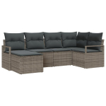 6-jų dalių sodo sofa komplektas su pagalvėmis Pilkas poli ratanas,2 vietų sodo sofa su saugykla ir pagalvėmis Pilkas poli ratanas