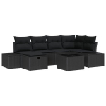 7 dalių sodo sofa rinkinys su pagalvėmis juoda poliratanas