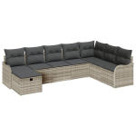 8 dalių sodo sofos komplektas su pagalvėlėmis &scaron;viesiai pilkos poli ratanas,2-vietė sodo sofa su saugojimu ir pagalvėlėmis &scaron;viesiai pilkos poli ratanas