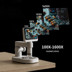 Beaverlab mikroskopas vaikams, 4,3 colių ips skaitmeninis mikroskopas 100x-1600x, 1080p hd ki&scaron;eninis mikroskopas vaikams su 8 reguliuojamais led žibintais, suderinamas su pc/tv, pradedantiesiems, 32gb atmintis