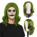 Viksaun Žalias perukas vyri&scaron;kas sluoksniuotas banguotas perukas klouno perukas garbanotas ombre sintetinis cosplay karnavalo teminis vakarėlis Helovino dekoracijos vyri&scaron;ki perukai kasdieniam ne&scaron;iojimui (žalias)