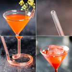 Lozache mini kri&scaron;tolinės martini taurės, 2 vnt. su &scaron;iaudeliu, 110 ml unikalios espresso martini taurės kokteiliams, &scaron;ampanui