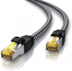Csl - 7,5 m Cat.7 tinklo kabelis Gigabit Ethernet Lan kabelis 3 metrai, medvilninis apvalkalas, 1gbit Patch kabelis, Cat 7 Raw kabelis S Ftp Pimf ekranavimas su Rj 45 ki&scaron;tuku, Pc jungiklis mar&scaron;rutizatorius modemas prieigos ta&scaron;kas, juodas