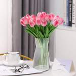 Gohytal stiklinė vaza gėlėms, stiklinė cilindrinė vaza apvali 20 cm auk&scaron;čio stiklinė vaza stalo dekoravimui dekoratyvinė vaza pampų žolei tulpėms orchidėjoms rožėms džiovintoms gėlėms eleganti&scaron;ka miegamajam svetainei
