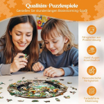 Medinė dėlionė suaugusiems ir vaikams, 3d pavasarinė voverė, unikali apvali dėlionė, medinė dėlionė suaugusiems su medine dovanų dėžute (m-200 detalių)