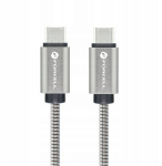 Kabel USB C do USB C Forcell F-Energy QC4.0 PD 5A 100W E-Mark Metal 2 m C239 srebrny
