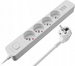 Prailginimo laidas su 3 Usb, jungikliu, 1.5m, baltas