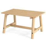 Costway sodo stalas pagamintas i&scaron; medžio masyvo, stačiakampis kavos staliukas su grotelėmis, terasos stalas, balkono stalas, natūralus