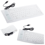 Silikoninė guminė klaviatūra, balta, begarsė, USB