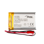 Akumuliatorius Li-Po LP103451 Akyga AKY0664 3.7V / 1850mAh PCM jungtis JST 2 kontaktų 150mm