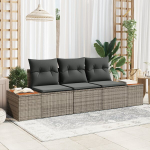 3 dalių sodo sofa komplektas su pagalvėmis pilka poli ratanas akacija