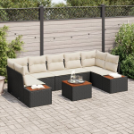 8 dalių sodo sofa komplektas su pagalvėlėmis juodas poli ratanas akacija