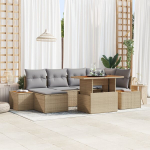 7 dalių sodo sofa su pagalvėlėmis smėlio poli ratanas