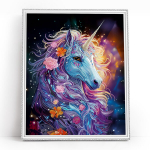 Deimantinė mozaika Vienaragis gėlėse LGPS004e, 40x50 cm