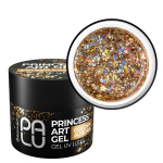 PALU nagų dailės gelis PRINCESS ART GEL - GOLDEN AURORA - 10g