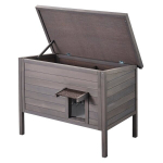 Medinis lauko kačių namelis su PVC durimis Vevor DUSCH2404, 870x535x690 mm, pilkas