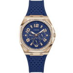 I&scaron;manusis laikrodis Moteri&scaron;kas rankinis laikrodis GUESS Zest, mėlynas ciferblatas, rožinio aukso spalvos plieninis korpusas, 40 mm
