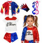 Harley Quinn Mergaitės Persirengimo Kostiumas Su Peruku, 5 Vnt. L