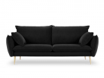 Keturvietė aksominė sofa Milo Casa Elio, juoda/auksinės spalvos