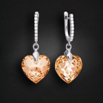 Sidabriniai auskarai moterims DiamondSky Romantic Heart III R Colorado Topaz su Swarovski kristalais