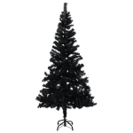Dirbtinė Kalėdų eglutė su stovu, 150 cm, PVC, juoda, Juoda