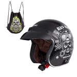 Moto &scaron;almas W-TEC V541 Black Heart - juodas su kaukole XS