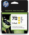 hp originalus ra&scaron;alas 3ed79a, hp 712, geltonas, 29 ml, hp 3 pakuotės designjet studio,t210,t230,t250,t630,t650