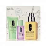Rinkinys vedo priežiūrai Clinique Great Skin Starts Here: muilas 30 ml + drėkinamasis losjonas 30 ml + valomasis losjonas 125 ml