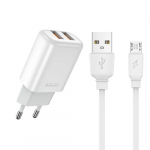 Greitas įkrovimas maitinimo adapteris su 2 x USB ir Micro USB kabeliu