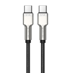Jellico B8 nailono pintas cinko lydinio jungtis USB-C prie USB-C duomenų ir PD greito 66 W įkroviklio laidas, 1 m juodas