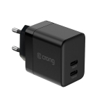 Crong Ultra Compact GaN - 2x USB-C Power Delivery 35W sieninis įkroviklis (Juodas) - 5904310702232