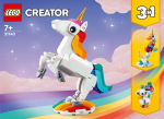 LEGO&reg; Creator 3-in-1 31140 Stebuklingas vienaragis, jūrų arkliuko ir povo žaislas, gyvūnų minifigūrėlės