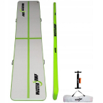 Pripučiamas gimnastikos kilimėlis Master AirTrack, 400x100x10 cm, pilkai žalias