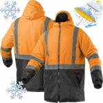 LEDA ap&scaron;iltinta žieminė darbo striukė, atspari vandeniui, oranžinė XL, XL