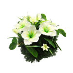 Vėlinių vainikas i&scaron; dirbtinių lelijų ir amarilių žiedų