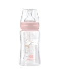 Stiklinis maitinimo buteliukas KikkaBoo Hippo Dreams, rožinis, 3+ mėn, 240 ml