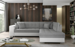 De&scaron;ininė kampinė sofa Pieretta, pilka/balta