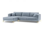 Kampinė sofa Luis 5, &scaron;viesiai mėlyna/auksinė